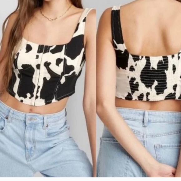 Lone Star. Crop Top. Cow Print. Black and White. Size S - Picture 4 of 4